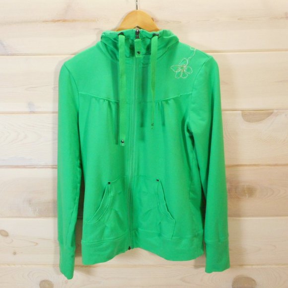 Lole Tops Lole Sweatshirt Womens L Green Full Zip Pockets Floral